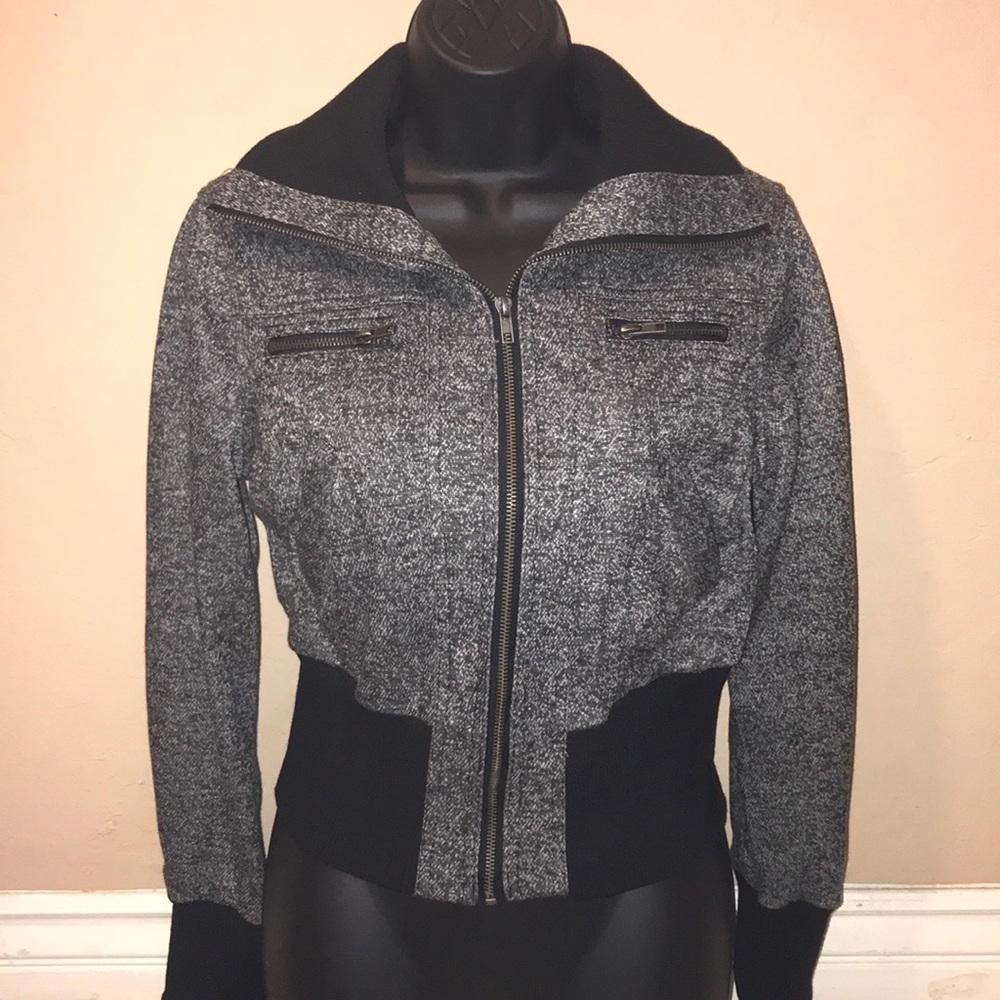 Gray & Black zip up sweater
